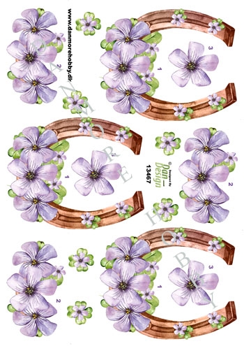 3D Hestesko med blomster